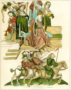 فريدريك الأول يتلقى نسخة براندنبورغ من رسم توضيحي من وقائع ريتشينتالز المصورة ، ج. 1440 بواسطة غير معروف