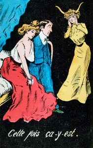 بطاقة بريدية كاريكاتورية بالزنا الفرنسي ، c1900 بواسطة غير معروف