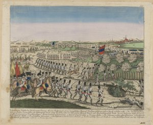 القوات الفرنسية والروسية على تلة زيوريخبرغ في معركة زيورخ الأولى ، ج. 1810 بواسطة غير معروف