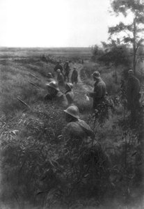 موقع المشاة الفرنسي في ممر غارق ، شمال Villers-Cotterets ، Aisne ، فرنسا ، 1918 بواسطة غير معروف