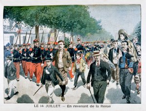 الجنود الفرنسيون العائدون من المراجعة في 14 يوليو 1901 بواسطة غير معروف
