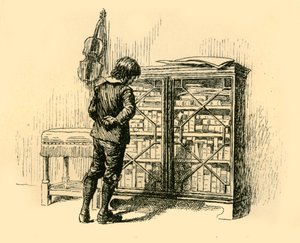 التحديق في أغطيه من خلال أبواب الشبكة في الخزانة ، 1907. بواسطة غير معروف