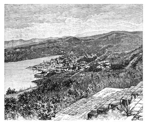 منظر عام لمدينة كاستريس ، جزيرة سانت لوسيا ، c1890 بواسطة غير معروف