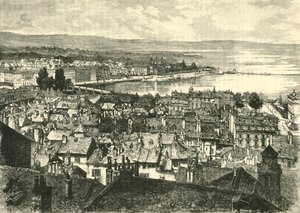 جنيف ، النظر نحو البحيرة ، 1890. بواسطة غير معروف