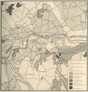 الخريطة الجيولوجية لموقع لندن ، 1908 بواسطة غير معروف