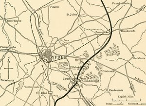 المواقف الألمانية بالقرب من Ypres ، فلاندرز ، الحرب العالمية الأولى ، 1915 ، c1920. بواسطة غير معروف