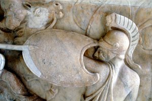 Hoplite اليونانية في معركة ضد الأمازون 30BC-200AD بواسطة غير معروف