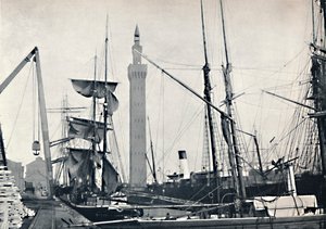 Grimsby - منظر للأرصفة ، مع البرج الهيدروليكي ، 1895 بواسطة غير معروف