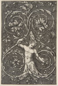 غريب الشكل مع شخصية الذكور مع الجزء السفلي من الجسم ورأس مخطوطات الأقنثة ، كاليفورنيا. 1515-1600. بواسطة غير معروف