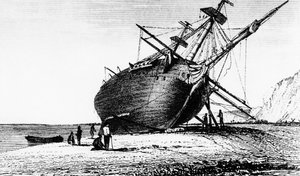 وضع HMS Beagle على الشاطئ ، ريو سانتا كروز ، باتاغونيا ، أمريكا الجنوبية ، 1834 1839 بواسطة غير معروف