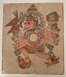 هانومان في نموذج Pancha Mukha الخماسي الرؤوس التانترية ، كاليفورنيا. أواخر القرن التاسع عشر. بواسطة غير معروف