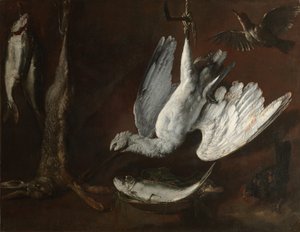 الأرنب ، Spoonbill ، والأسماك ، منتصف 1600s. بواسطة غير معروف