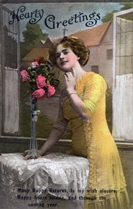 تحية القلبية ، بطاقة عيد ميلاد ، c1918 بواسطة غير معروف