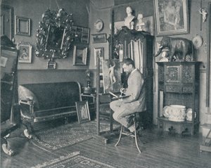 هنري جيرفكس في مرسمه ، c1897 بواسطة غير معروف