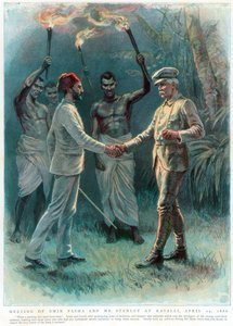 هنري مورتون ستانلي ، صحفي ومستكشف من ويلز ، التقى بأمين باشا في كافالي ، 29 أبريل 1888 بواسطة غير معروف