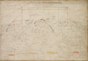 هندوس الله كريشنا يرتدي ملابس نسائية في مهرجان الربيع هولى ، ج. 1790. بواسطة غير معروف
