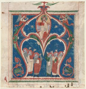 الأولي المؤرَّخ أَخْذَ مِنْ كَتِبٍ وَقْدٍ: المسيح في الجلالة مع الأنبياء ، ج. 1280-1300. بواسطة غير معروف