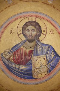 كنيسة القيامة ، سقف الكاثوليك ، فسيفساء المسيح بانتوكراتور ، القدس ، إسرائيل بواسطة غير معروف
