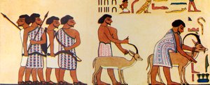 كيف رسم مصري قديم دخول الإسرائيليين إلى مصر ، c1930. بواسطة غير معروف