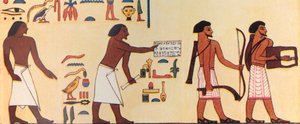 كيف رسم مصري قديم دخول الإسرائيليين إلى مصر ، c1930. بواسطة غير معروف