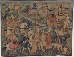 مشاهد الصيد والرعوية مع قارب القربة والراقصين ج. 1510. بواسطة غير معروف