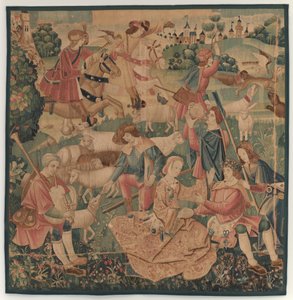 مشاهد الصيد والرعوية ، مع بطل مكلل بين السيدات ، ج. 1510. بواسطة غير معروف