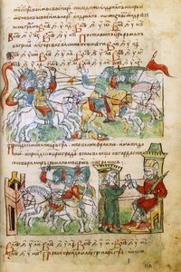 معركة إيغور سفياتوسلافسكس مع pechenegs من Radziwill Chronicle ، القرن الخامس عشر بواسطة غير معروف