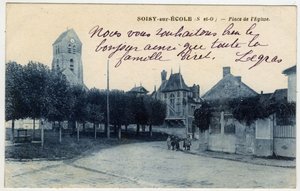 إيل دو فرانس ، إيسون (91) ، Soisy sur Ecole (Soisy-sur-Ecole): Place de l'Eglise - بطاقة بريدية أواخر القرن التاسع عشر وأوائل القرن العشرين بواسطة غير معروف