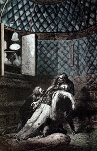 رسم توضيحي من الأرض إلى القمر لجول فيرن ، 1865 بواسطة غير معروف