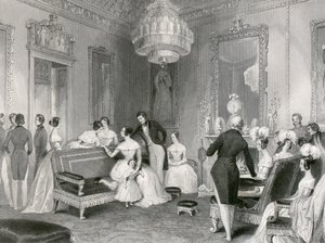 داخل غرفة الرسم الصفراء ، قصر باكنغهام ، لندن ، 1840 بواسطة غير معروف