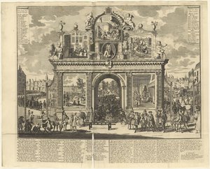 مخططات الاستثمار: نصب قوس تذكاري في مكان دفن المساهمين المدمرين ، 1720. بواسطة غير معروف