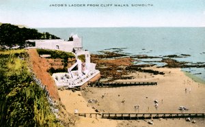 Jacobs Ladder ، كما يُرى من Cliff Walks ، Sidmouth ، Devon ، أوائل القرن العشرين بواسطة غير معروف