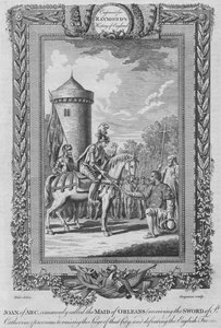 دعا جان دارك عادة خادمة أورليانز تلقي سيف سانت كاترين ، c1787 بواسطة غير معروف