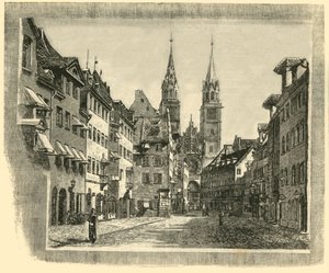 Karolinen-Strasse وكنيسة سانت لورانس ، نورمبرغ ، 1890. بواسطة غير معروف