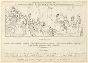 مفتاح مع قائمة المؤدين لـ: الإمبراطور الهندي ، أو ، غزو المكسيك ... ، 1 فبراير 1791. بواسطة غير معروف