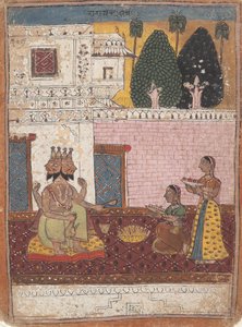 Khambavati Ragini ... من إكليل سلسلة Ragamala المتفرقة من وسائط موسيقية ، 1700-1725. بواسطة غير معروف