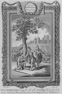 الملك أثينا ينقذ حياة والده ، إدوارد الأكبر في معركة شيروود ، c1787 بواسطة غير معروف