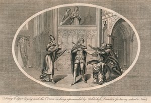 الملك إدغار يضع جانباً تاجه على أن يوبخه المطران دونستان ، c960s 1793 بواسطة غير معروف