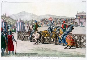 فرسان يتنافسون في بطولة ، القرن الثاني عشر ، c1815 بواسطة غير معروف