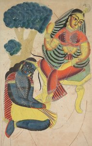 Krishna Stroking Radhas Feet ، 1800s. بواسطة غير معروف
