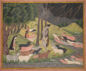 كريشنا استدعاء الأبقار ، ج. 1780-1790. بواسطة غير معروف