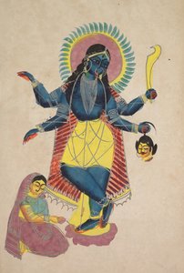 كريشنا مثل كالي يعبدها رادها ، 1800s. بواسطة غير معروف