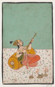 سيدة موسيقار تلعب دور السيتار ، كاليفورنيا. 1800. بواسطة غير معروف