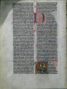 ورقة من الكتاب المقدس: الأولي E: الأسود المتشابكة والأفاعي 1 من 2 أوراق مقطوعة ، ج. 1225-50. بواسطة غير معروف