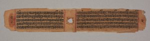 ورقة من مخطوطة جاين ، Kalpa-sutra ، نص يصف نزول Mahavira إلى رحم امرأة Brahman Devananda ( بواسطة غير معروف غير معروف