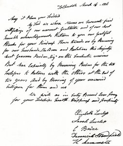 رسالة مكتوبة لوزيرة الداخلية جون راسل 1792-1878 من زوجات شهداء تولبادل ، بواسطة غير معروف