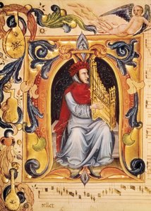 Lettrine مع رجل وعضو يبدأان نتيجة من Codex Squarcialupi (بواسطة أنطونيو سكوشالوبي) بواسطة غير معروف