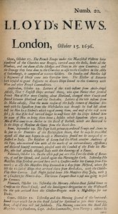 لويدز نيوز. لندن ، 15 أكتوبر 1696 - خدر. 20 ، 1928 بواسطة غير معروف