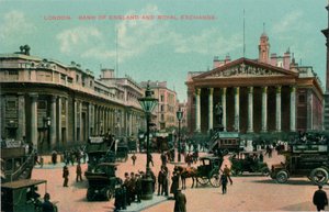 لندن ، بنك إنجلترا و Royal Exchange ، c1910 بواسطة غير معروف