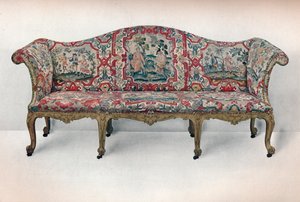 أريكة طويلة منجدة: شكل أفعواني ، منحوتة ومذهبة ، c1750 بواسطة غير معروف